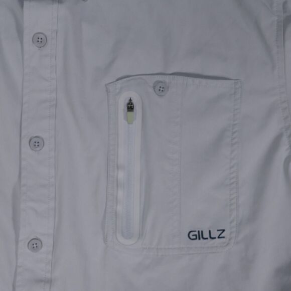 Gillz Shirt Mens XXL Gray Performance Fishing Vented Stretch Outdoor Button Up - Picture 2 of 16